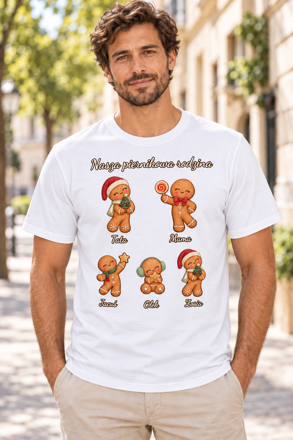 Nasza piernikowa rodzina - personalizowana koszulka świąteczna