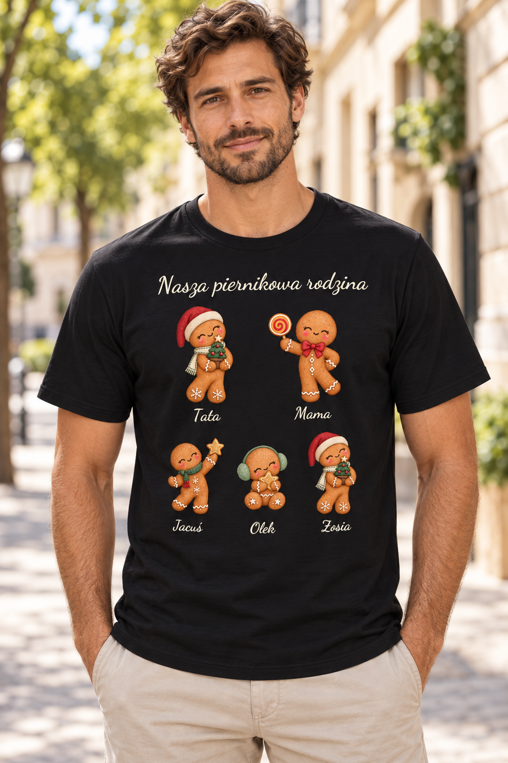 Nasza piernikowa rodzina - personalizowana koszulka świąteczna