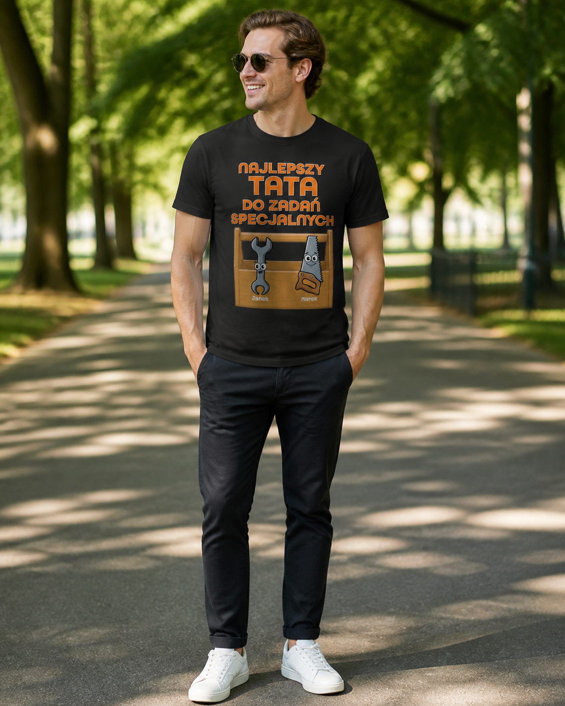 [cc] Najlepszy Tata do Zadań Specjalnych – personalizowany prezent dla taty z imionami dzieci - Black - front