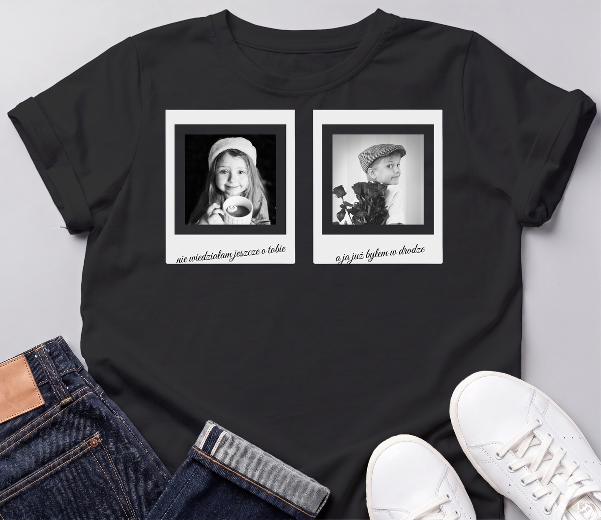 [cc] Koszulka „Polaroid" — dwa zdjęcia, dwa Wasze podpisy - Black - front